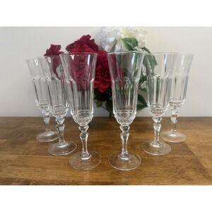Fontainebleau By Cristal D'Arques Durand‎ Champagne Flutes Set Of Six Bar Cart